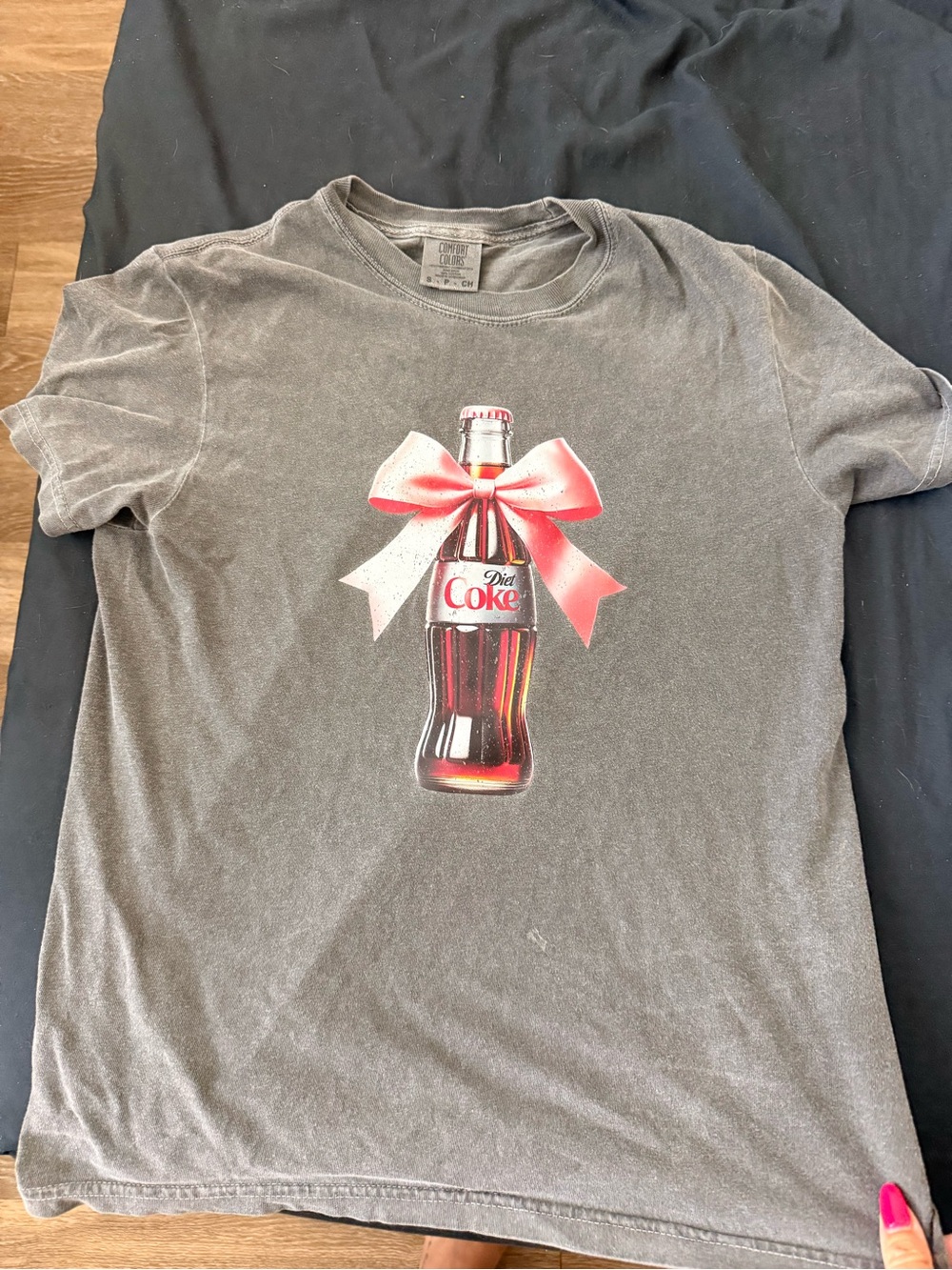 Comfort Colors Olive Green Graphic Tee with Pink Accent